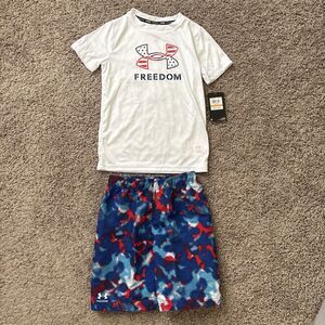 Under Armour shorts Shirt Set Freedom New Boys Kids Youth Toddler Size 7 New
